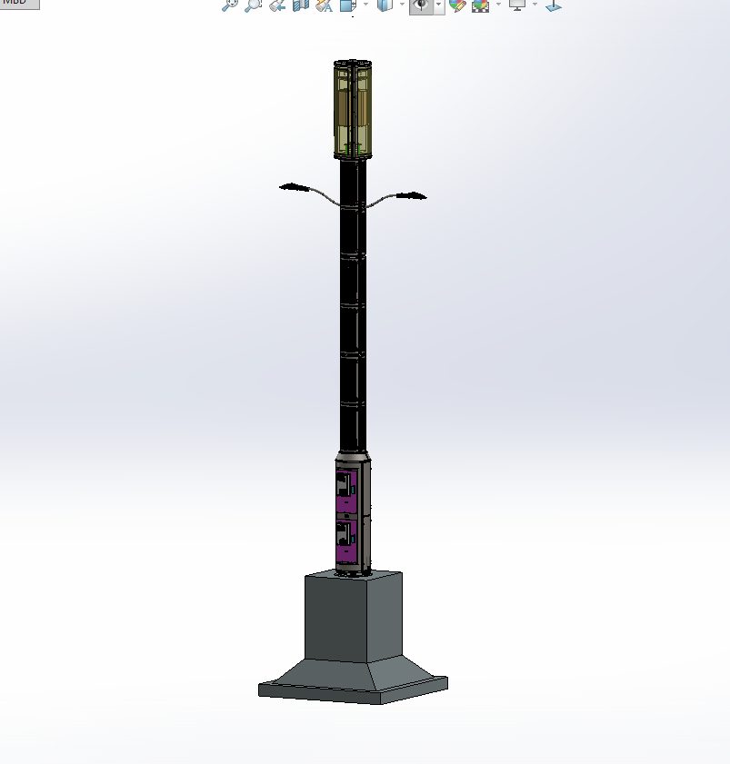 Thiết kế 3D cột đèn thông minh tích hợp khoang thiết bị